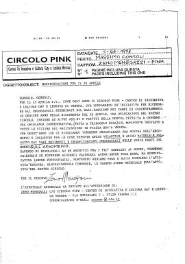 Lettera di Zeno Menegazzi a Massimo Consoli