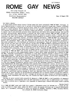 Lettera di Massimo di Consoli ai gruppi gay e lesbici italiani