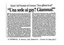 Articolo del giornalista Orazio La Rocca pubblicato in data 21 gennaio 1990