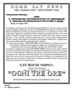 Comunicato stampa. AIDS – 8° conferenza internazionale ad Amsterdam – 8° mostra internazionale sull’AIDS a Roma”