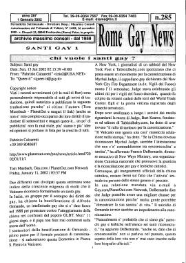 «Rome Gay News», n. 285: "Chi vuole i santi gay?"