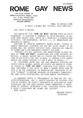 Lettera di Massimo Consoli a tutti i gruppi gay italiani